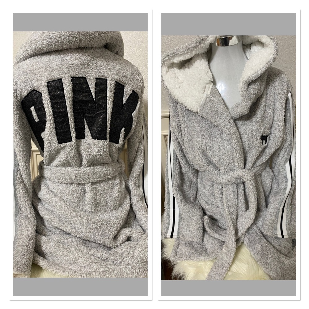 NWT Victoria’s Secret PINK Grey Metallic Robe XS/S